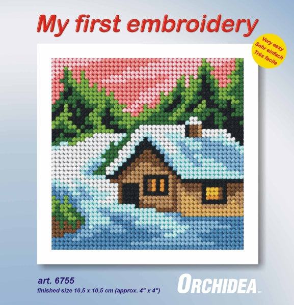 ערכת רקמה למתחילים נוף חורפי קסום