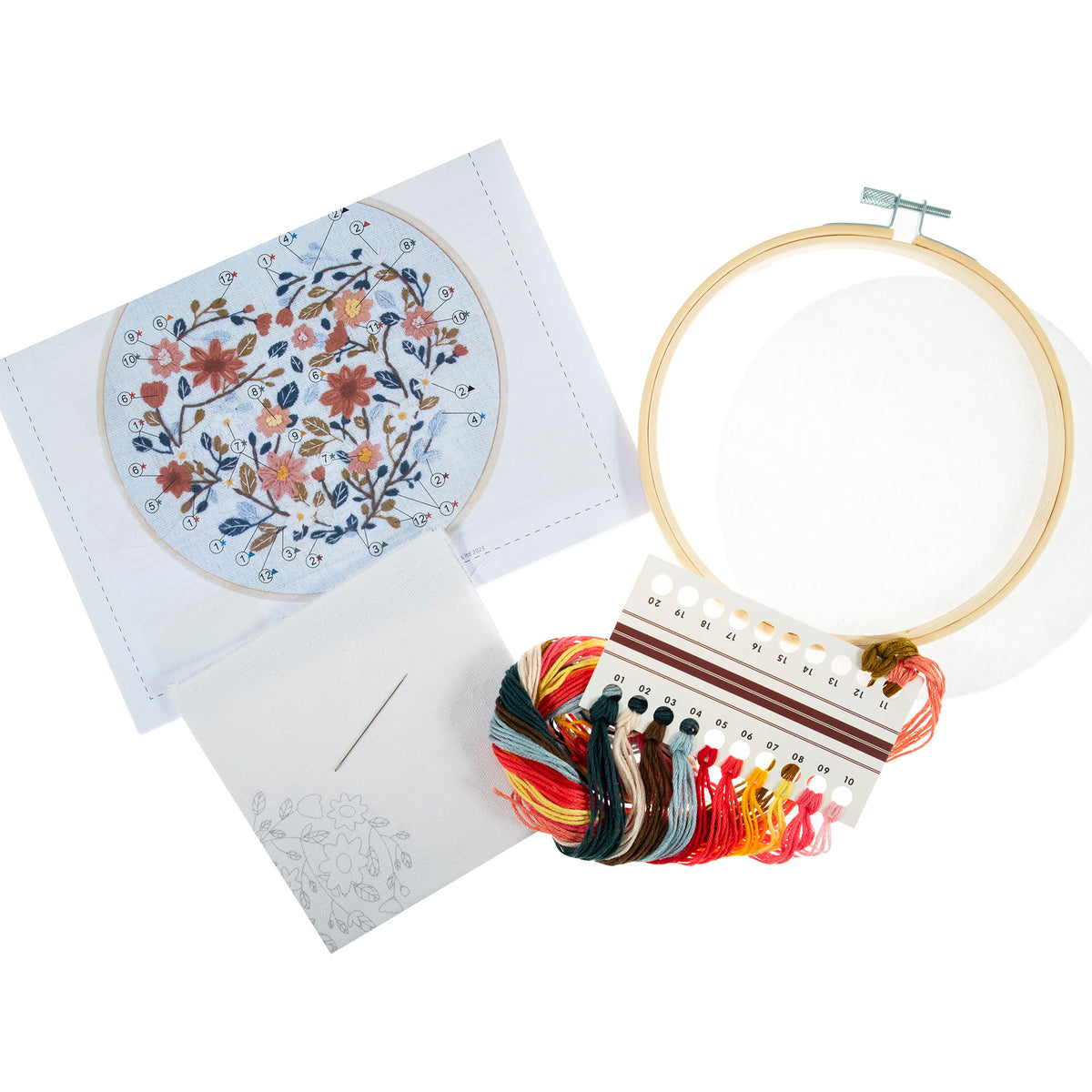 ערכת רקמה עם חישוק – לב פרחוני