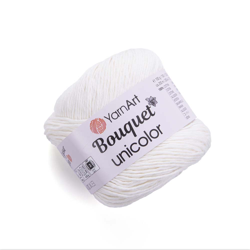 חוטי כותנה לסריגת יד BOUQUET UNICOLOR 100g/200m