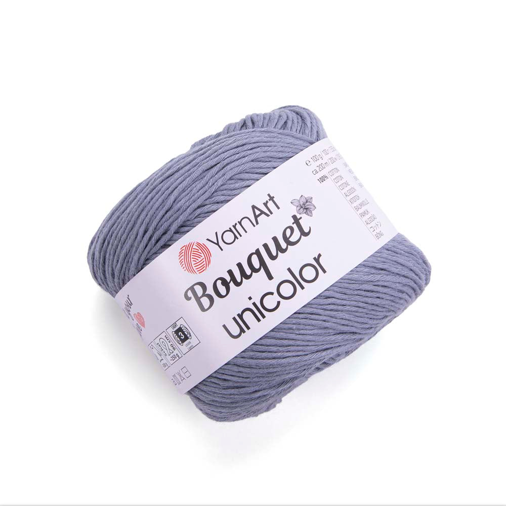 חוטי כותנה לסריגת יד BOUQUET UNICOLOR 100g/200m