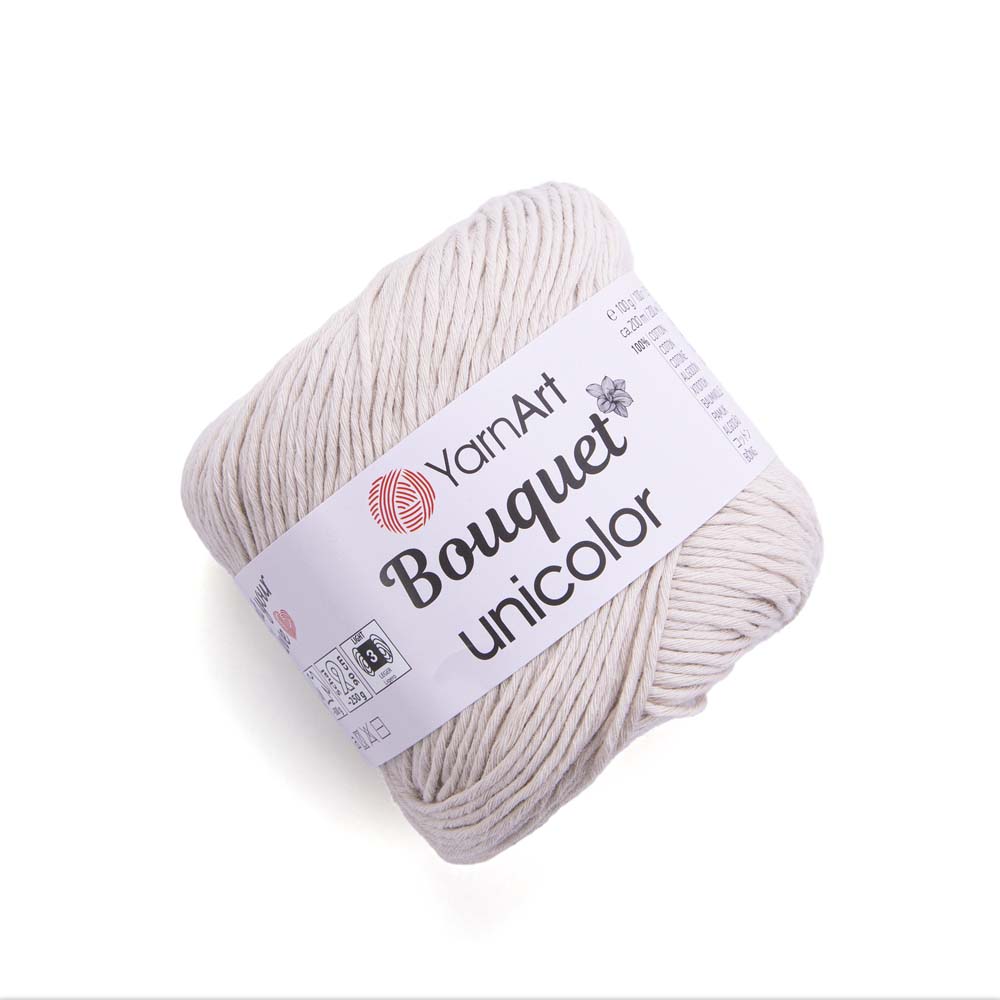 חוטי כותנה לסריגת יד BOUQUET UNICOLOR 100g/200m