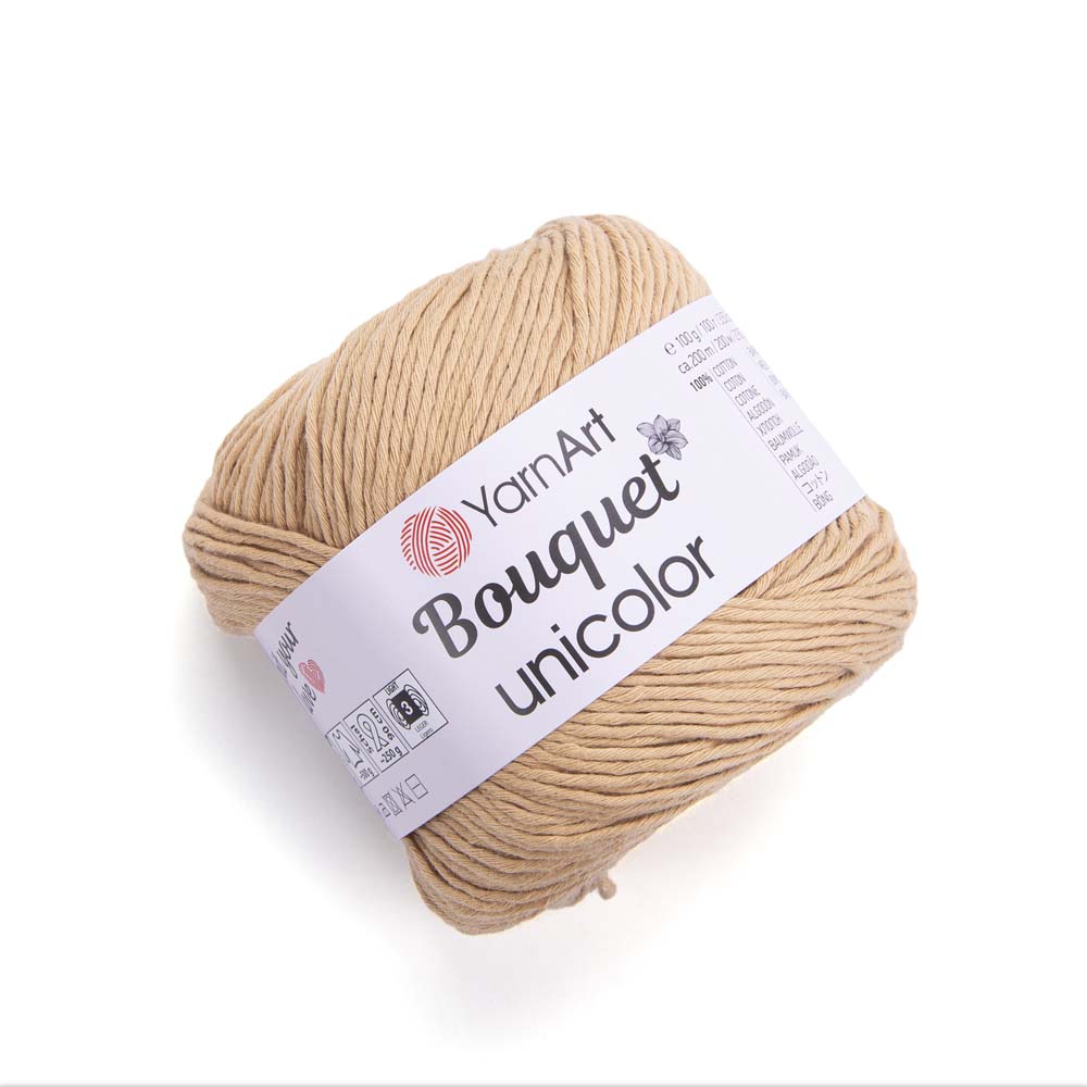 חוטי כותנה לסריגת יד BOUQUET UNICOLOR 100g/200m
