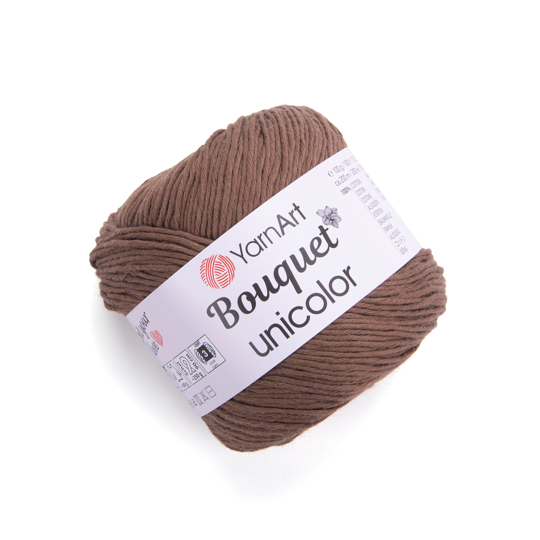 חוטי כותנה לסריגת יד BOUQUET UNICOLOR 100g/200m