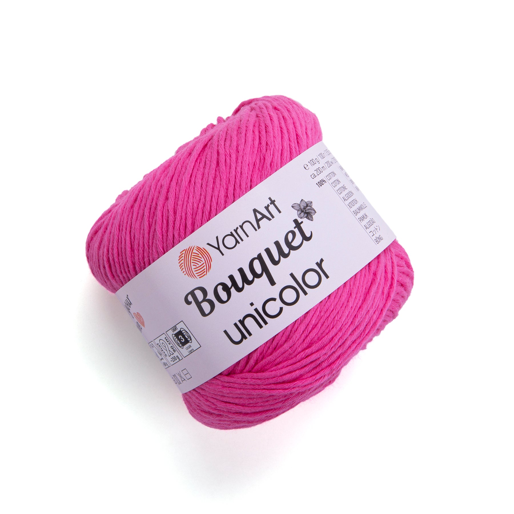 חוטי כותנה לסריגת יד BOUQUET UNICOLOR 100g/200m