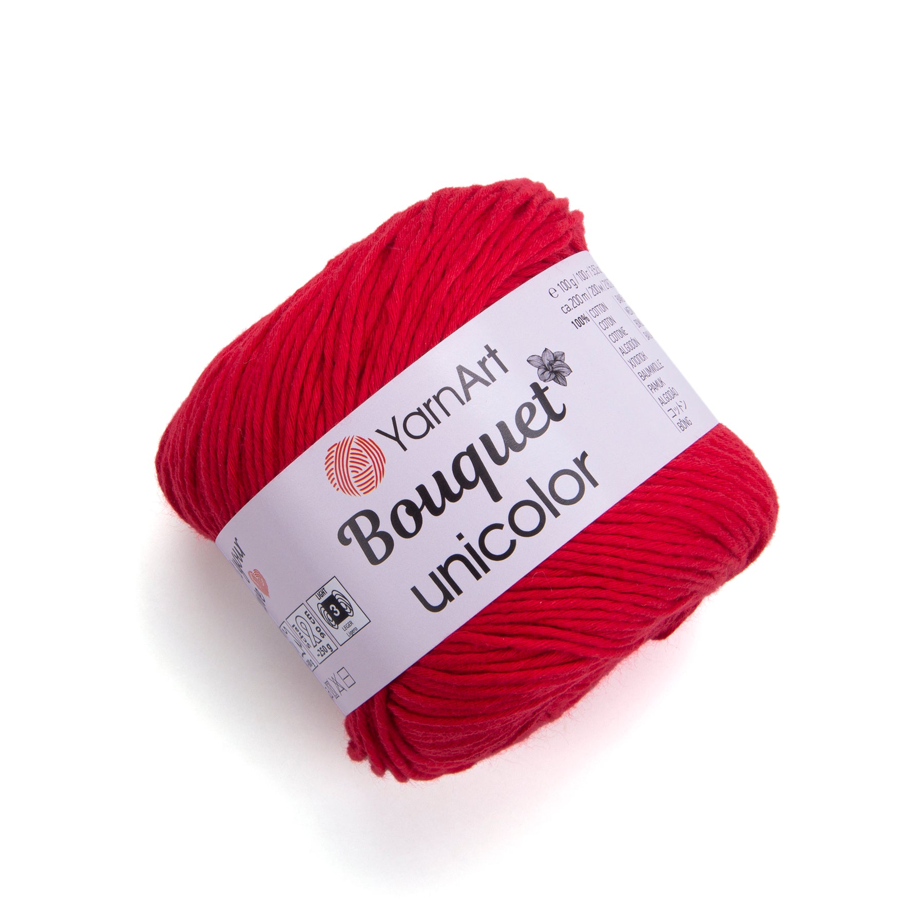 חוטי כותנה לסריגת יד BOUQUET UNICOLOR 100g/200m