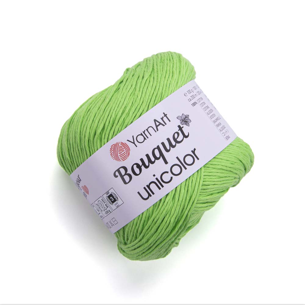 חוטי כותנה לסריגת יד BOUQUET UNICOLOR 100g/200m