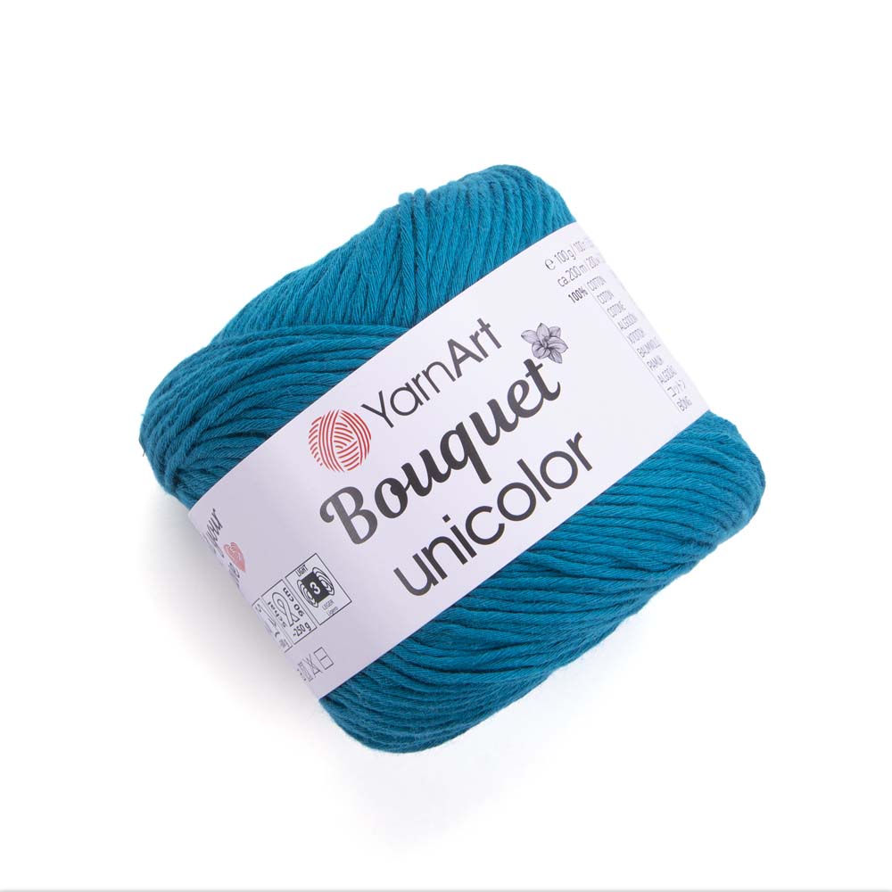 חוטי כותנה לסריגת יד BOUQUET UNICOLOR 100g/200m