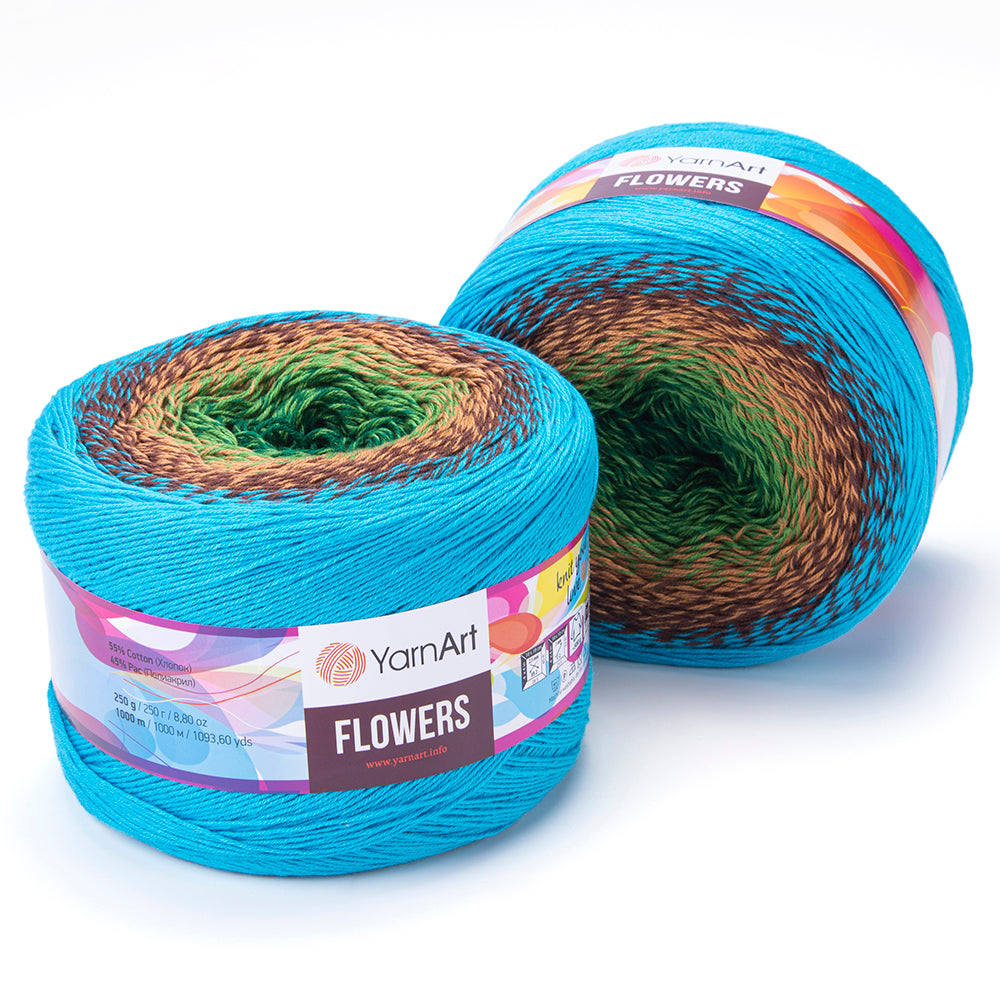 חוטי כותנה צבעוניים לסריגה FLOWERS 250g/1000m