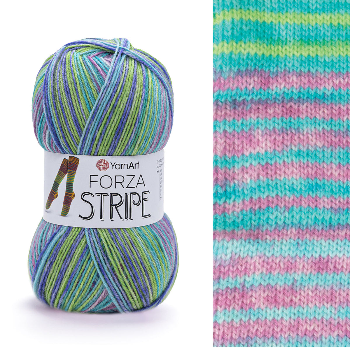צמר פסים דק לסריגת גרביים FORZA STRIPE