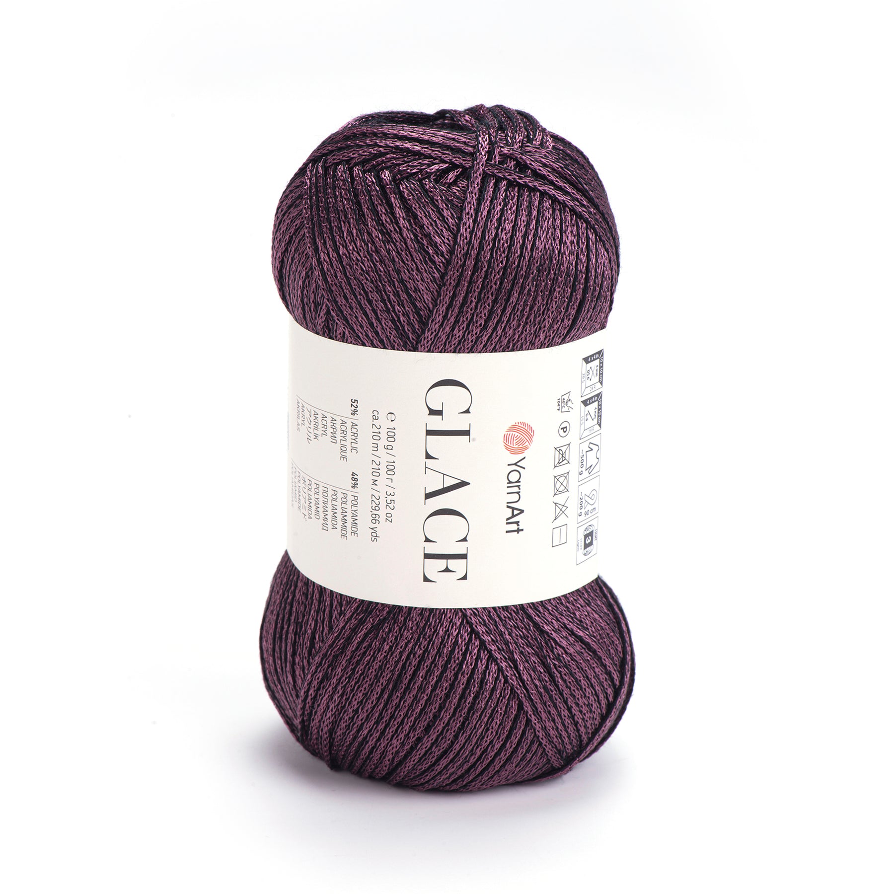 Glace חוט סריגה מבריק רך ועמיד לבגדים ואביזרים 100g/210m
