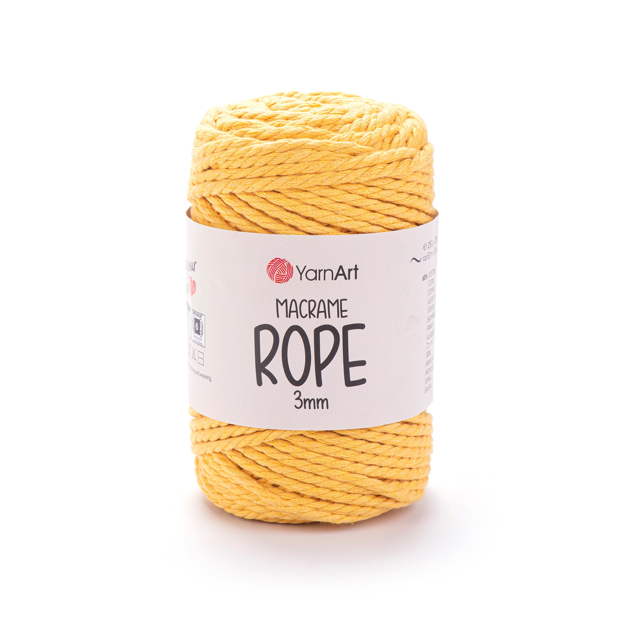 חוטי מקרמה לסריגה ועבודת יד MACRAME ROPE 3MM