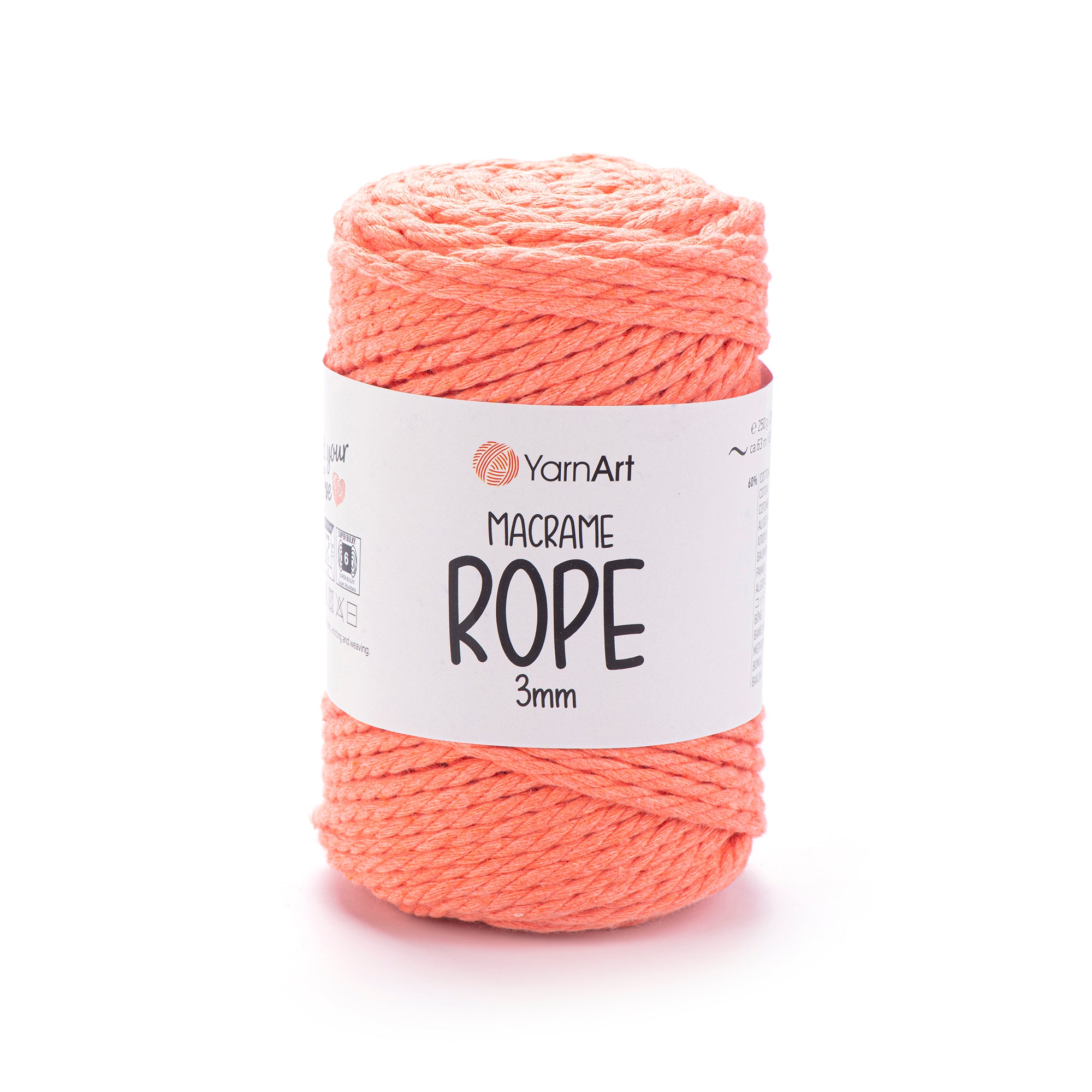 חוטי מקרמה לסריגה ועבודת יד MACRAME ROPE 3MM