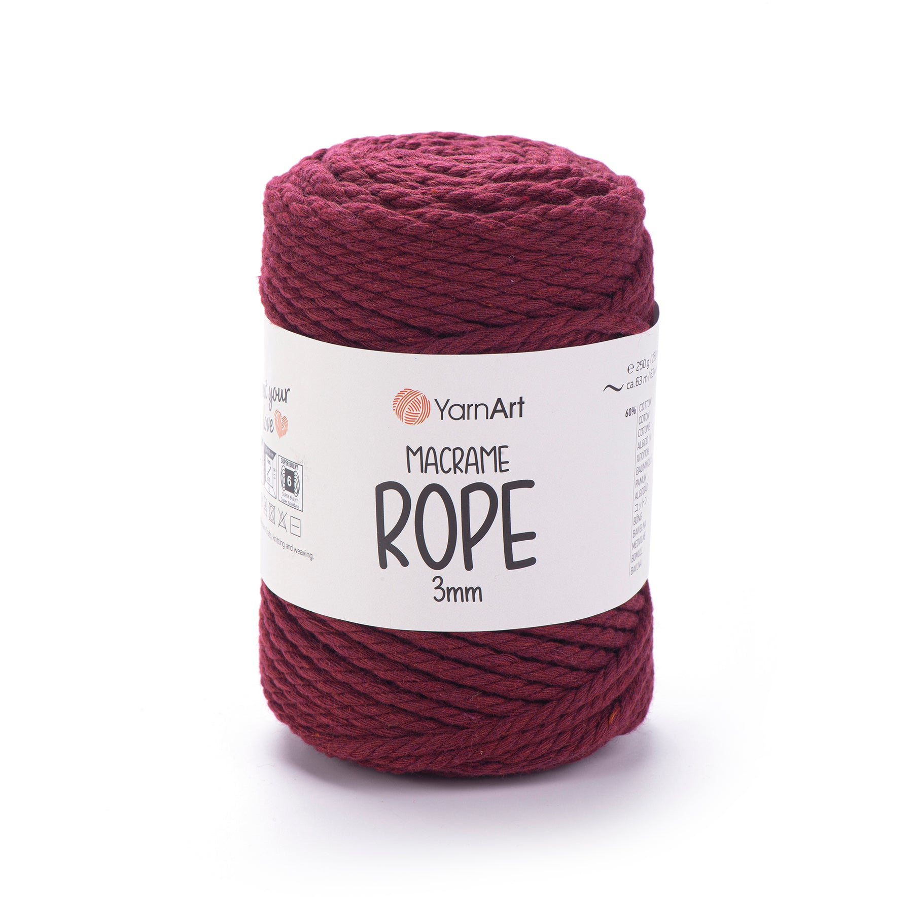 חוטי מקרמה לסריגה ועבודת יד MACRAME ROPE 3MM