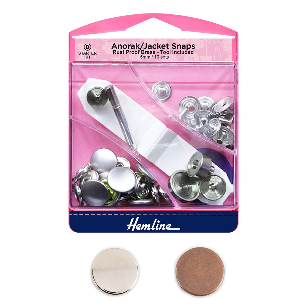 לחצניות ברונזה/כסף 15 מ״מ עם מכשיר