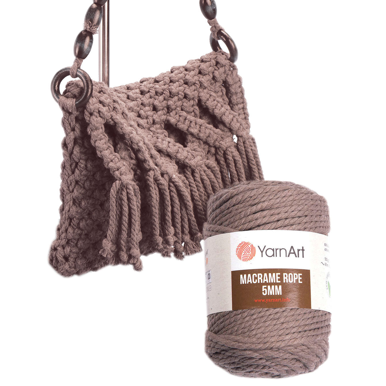 חוטי מקרמה 5 מ״מ לעבודת יד MACRAME ROPE 500g/85m