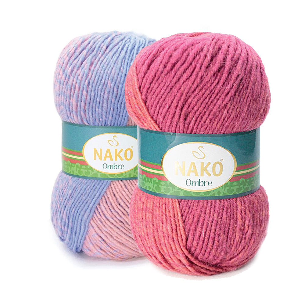 צמר אומברה דו-גווני עם מעברי צבע עדינים למסרגות 5-6 OMBRE