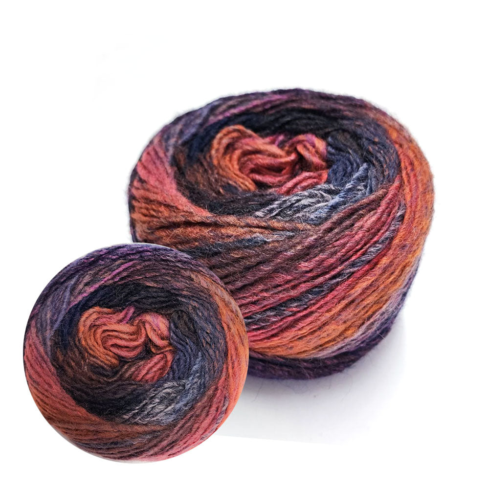 חוט צמר איטלקי מחליף צבעים 100g/180m PAGLIACCIO