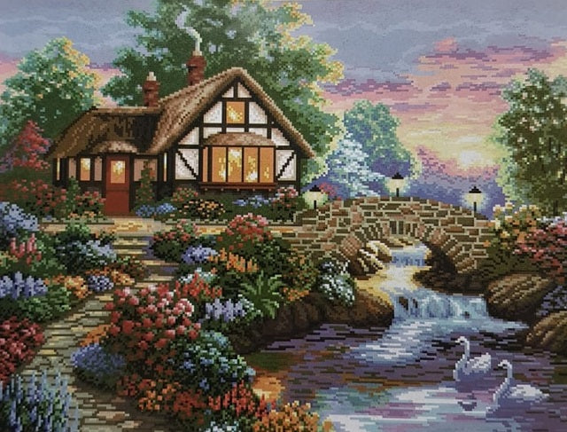 ערכת רקמה בד גבינה מודפס עם חוטים 168