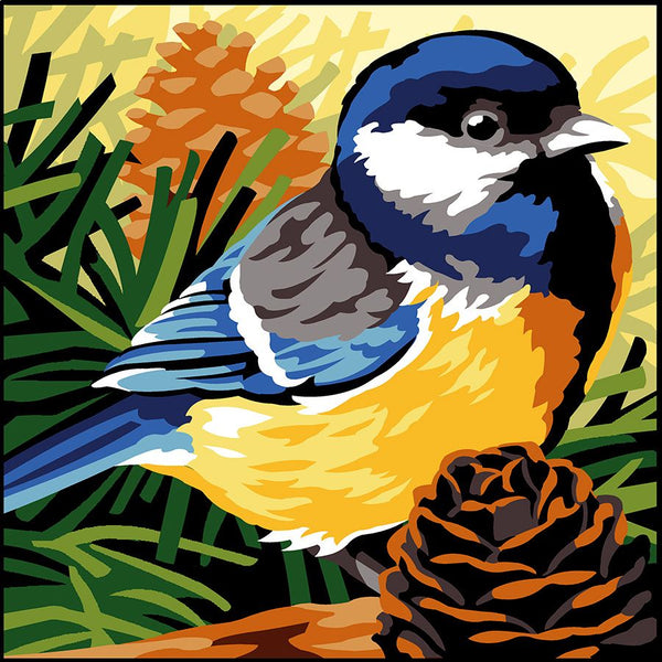 כרית לרקמה עם צמר עבה ״ציפור כחול החזה״ למבוגרים או למתחילים 1903.233