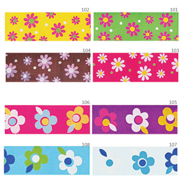 סרט ריפס מודפס פרחים צבעוניים