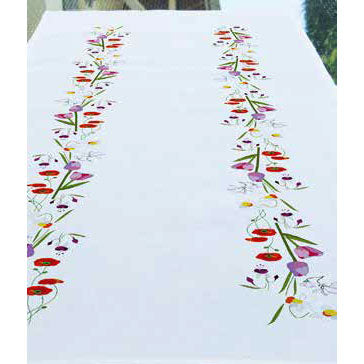 מפת ראנר ״פרחים באביב״ - ערכת רקמה עם חוטים  40X100 ס״מ 609.8835