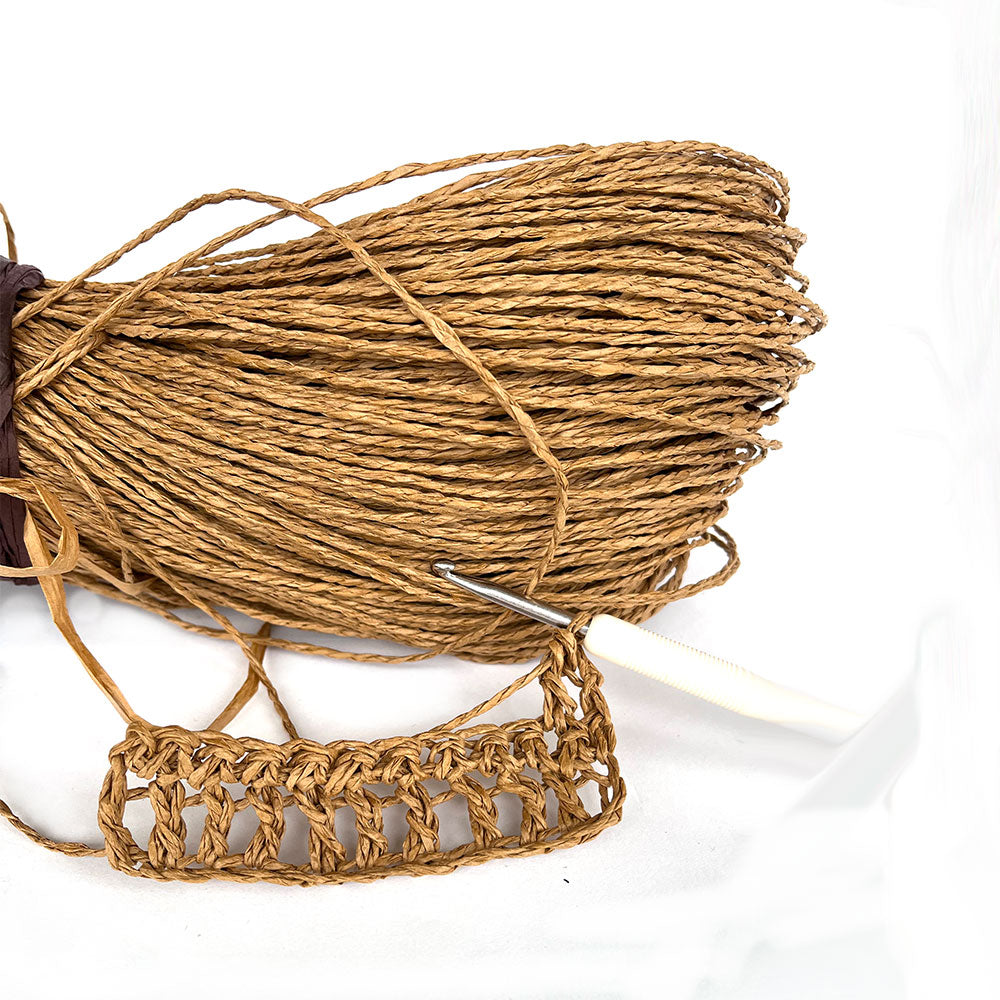 חוטי רפיה טבעית לסריגה יצירתית, צבע טבעי