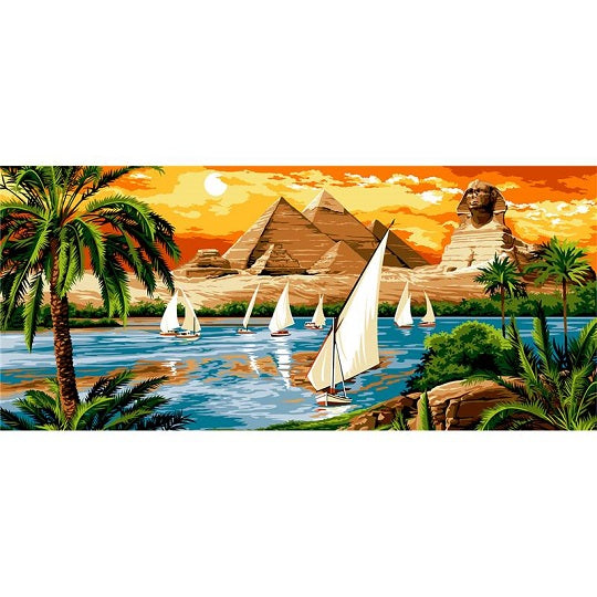 בד קנבס עם ציור מודפס לרקמה נהר הנילוס 931.02