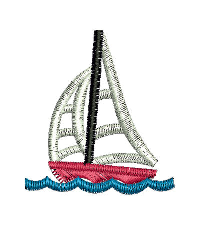 עיצובים לילדים סירה מפרש לבן קובץ למכונת רקמה