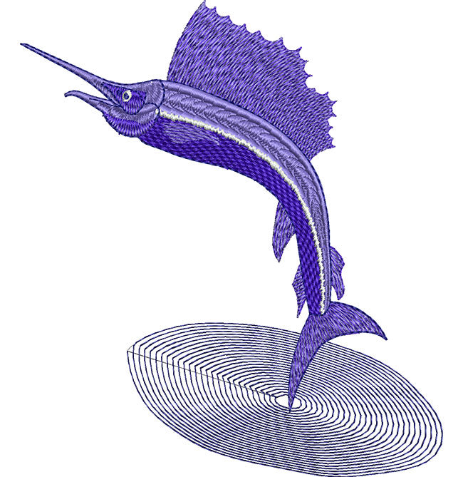 עיצובים למכונות רקמה דג ים כחול קובץ רקמה
