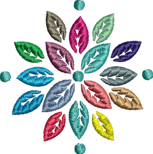 קובץ רקמה פרח עלים למכונת רקמה