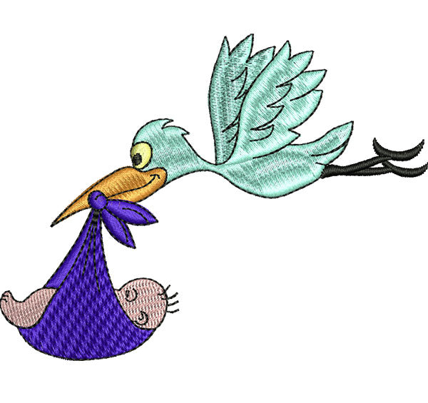 עיצובים לתינוקות חסידה עם תינוק  קובץ רקמה