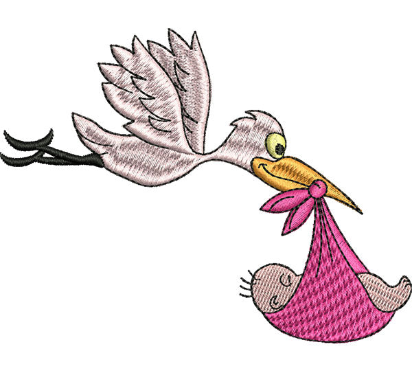 עיצובים לתינוקות חסידה עם תינוקת  קובץ רקמה