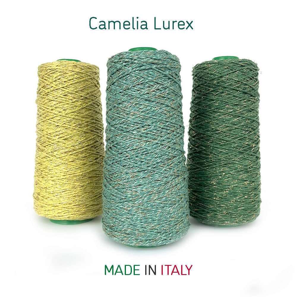חוטי כותנה ומשי עם לורקס למסרגות מס׳4 בקונוס 150 גרם CAMELIA LUX