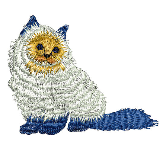 עיצובים לילדים חתול פרסי כחול לבן קובץ למכונת רקמה