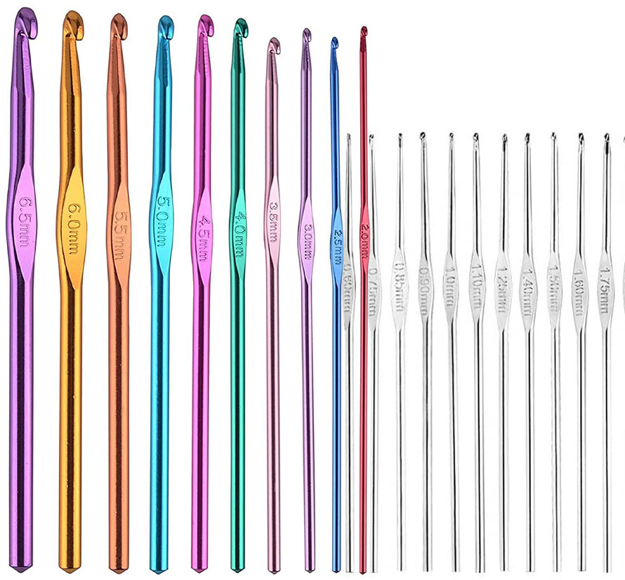 סט 22 מסרגות קרושה מאלומיניום קל