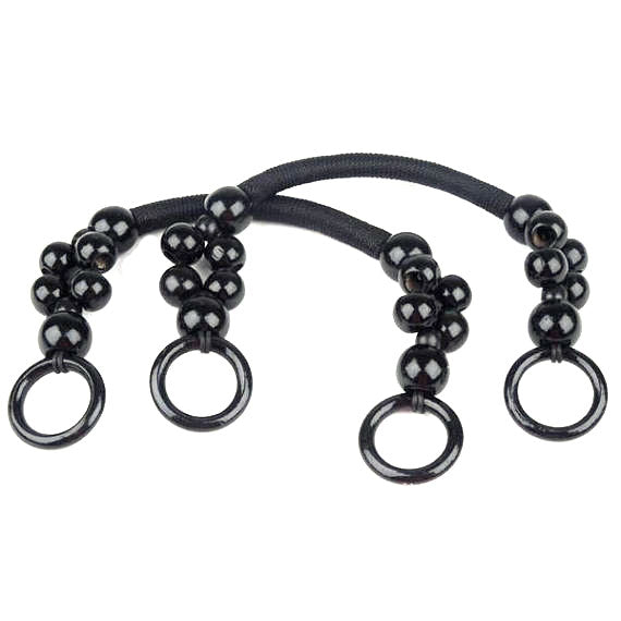 ידית לתיק עם חרוזי עץ שחור/חום